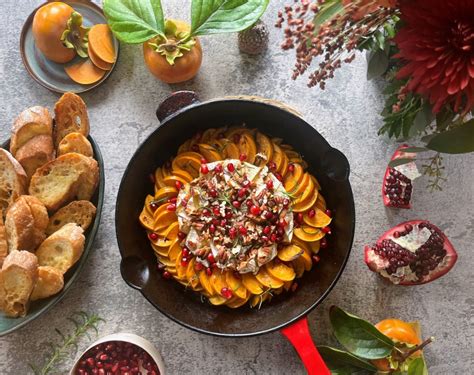 Holiday appetizers: Baked Camembert with Persimmon and Rosemary
